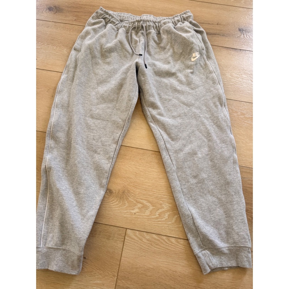 Nike Joggers Mens Large Gray Fleece Sweatpants Piping Drawstring 356